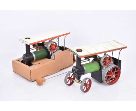Pair of No 1 Mamod Live Steam Traction Engines,  one VG, other F, lacks flywheel drive chain and nut for fixing front wheels,