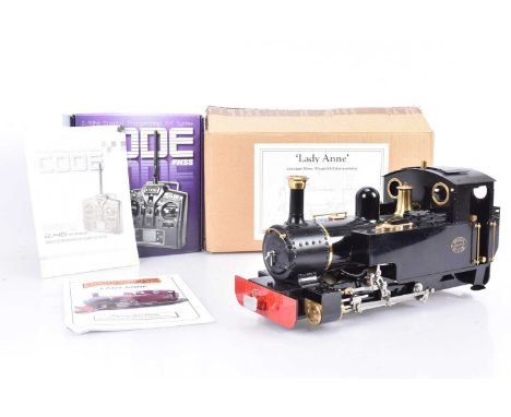 An 0 Gauge/Gauge 1 (narrow gauge) Live Steam radio-controlled 'Lady Anne' 0-6-0 Tank Locomotive by Roundhouse Models, equippe