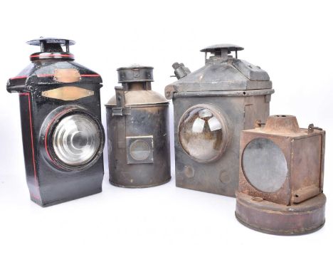 Railway Lamps,  various examples, rectangular form black painted, vented, with electrical terminals stamped BR (M), single bu