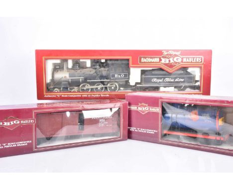 Bachmann G Gauge Big Hauler Steam Locomotive and Wagons 4-6-0 Blue B&amp;O Royal Blue Line tendered locomotive dusty but G, o