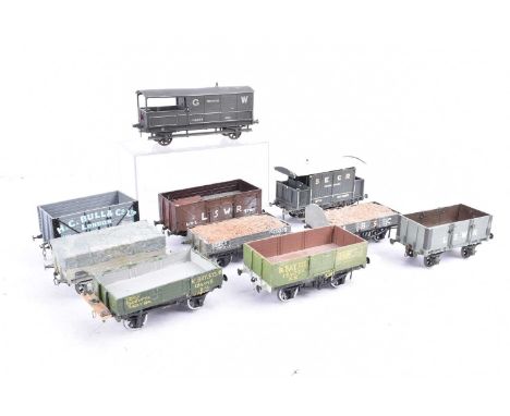 Collection of Kitbuilt and modified  0 Gauge Goods Rolling Stock, including, repainted Lima GWR Toad Guards Van, SECR Goods B