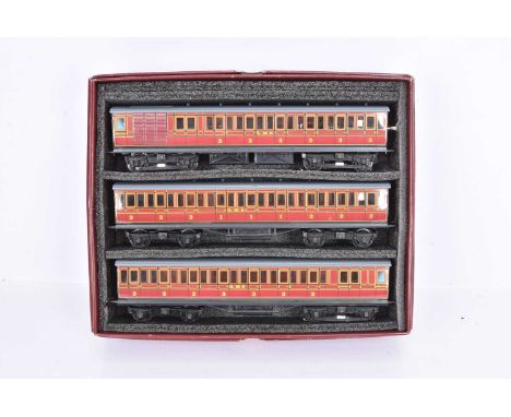 ACE Trains 0 Gauge LMS maroon 3-Car EMU Set, comprising, Power, Trailer and Centre Car, in original box, E, appears lightly r