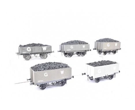 Five Northern Fine Scale kitbuilt Gauge 1 GWR grey open wagons, all with loads, all built and finished to a good-very good st