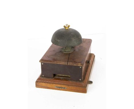 Block Bell By R E Thompson &amp; Co, teak/mahogany cased, labelled R E Thompson &amp; Co Instruments Hersham Surrey, with ori
