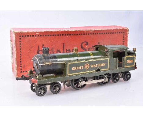 Hornby 0 Gauge clockwork No 2 GW green 4-4-4 2243 Tank Engine,  in correctly labelled original box, F-G, tested well at time 