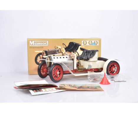Mamod SA 1 Live Steam Roadster, in white and red, with leaflet and two mini catalogues, in original box, G, appears unused, s