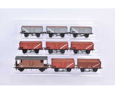 Lima Tri-ang Big Big and Parkside 0 gauge modified and kitbuilt BR mineral wagons and LMS Brake Van, eight mineral wagons, fi