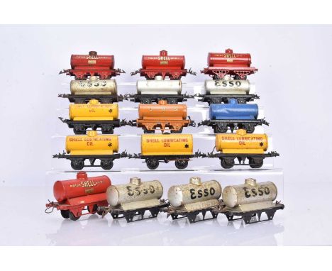 Hornby 0 Gauge pre and post-war unboxed Milk and Petroleum Tank wagons, comprising, United Dairies, Nestle Milk, Colas (2), N