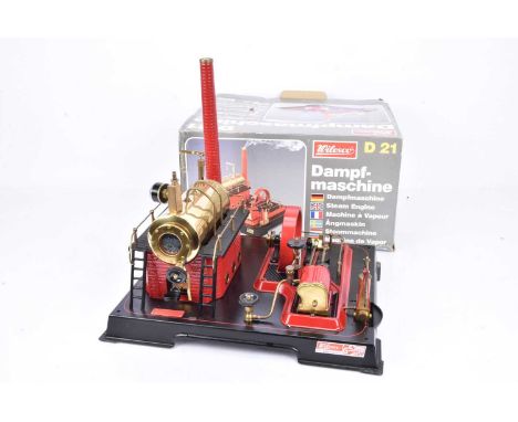 Willesco D21 Stationary Steam Engine, with water gauge  and detachable chimney with double action reversible brass cylinder w