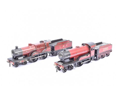 Bassett-Lowke 0 Gauge LMS crimson lake 4-4-0 Locomotives and Tenders,    clockwork Princess Elizabeth no 2265 and electric Co
