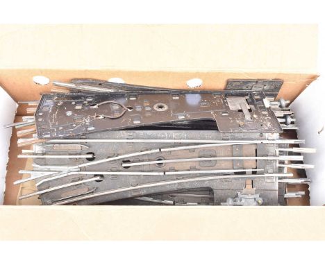 Hornby 0 Gauge 3-Rail Steel Points,  R/H (5), L/H (5) and two R/H  for spares, F-G, several repaired with new frog or lever, 