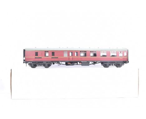 Boxed BMS Accucraft Gauge One BR Maroon Coach,  of plastic construction, E3462 BR maroon coach,  W34326 with battery powered 