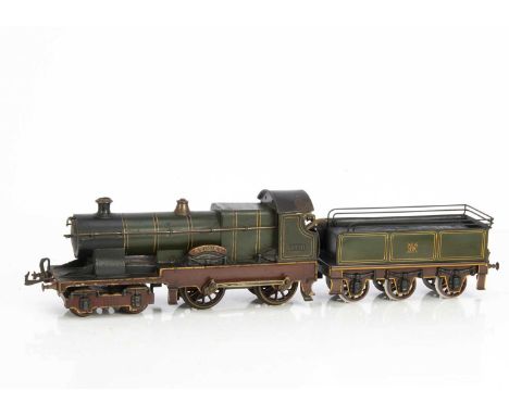 A Gauge 1 clockwork Bing (for Bassett-Lowke) GWR 'Sydney' 4-4-0 Locomotive and repro Tender, the loco with two-speed mechanis