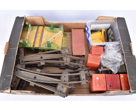 Very large quantity of Hornby 0 Gauge clockwork Track Points Turntables Level Crossing Buffers Signals and Accessories other 