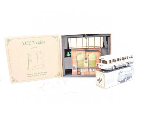 ACE Trains 0 Gauge Water Tower,  with lighting, in original box and ACE/KOVAP Single deck Bussing Autobus, in original box, V
