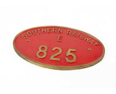 Brass Reproduction Surplus Number Plate From S15 Class 825 North Yorkshire Moors Railway, oval form with two mounting holes, 