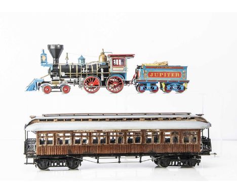 A Gauge 1 battery-powered American CPRR 4-4-0 Locomotive 'Jupiter' and Train, from an Occre kit, adapted and finished in blue