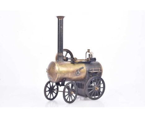 A Live Steam German-made Portable Engine, possibly by Grepper &amp; Kelch or Doll and Co, with 3" diameter heavy brass flywhe