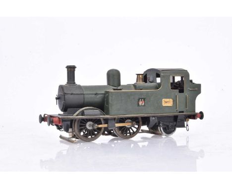 Kit/Scratchbuilt 0 Gauge GWR green Class 14XX 0-4-2 Tank engine with outside third rail pick up, built  and finished to a goo