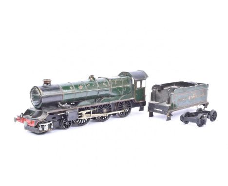 A Leeds Model Company-style 0 Gauge GWR green electric unnamed King 4-6-0 Locomotive and Tender,   constructed in brass to a 