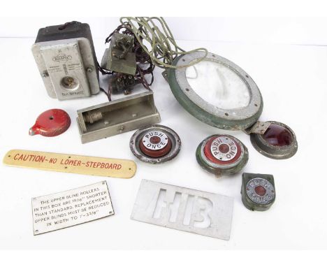 Tram/Trolleybus Parts and Collectibles, various items, an aluminium garage code HB Hammersmith Butterwick, circular aluminum 