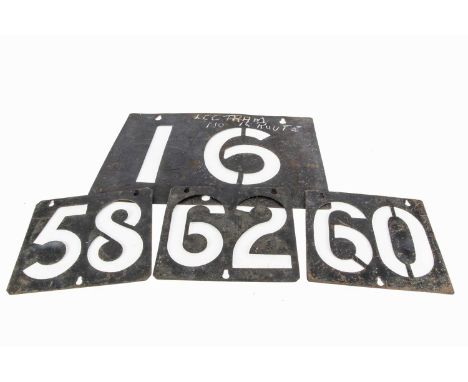 London Transport Tram Route Number Stencils,  four iron examples, a large no 16, front or rear 57cm wide x 39cm high, togethe