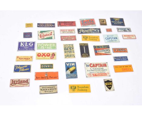 Bassett-Lowke and similar 0 and Gauge 1 Tinplate Station Signs, including The Captain Magazine, Prices Candle, Hudson's Soap,