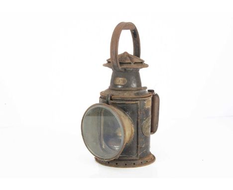 Railway Lantern From S Junction Box Streatham, of cylindrical form, with loop handle brass plaque S E R, internal Lynlight bu