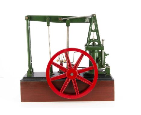 A large 'Grasshopper' Beam Engine from an unidentified kit,  neatly made and finished in green with red flywheel and other fi