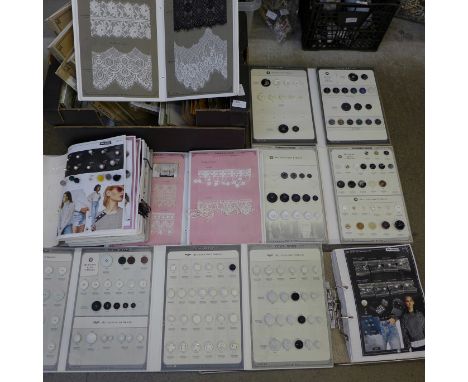 A large collection of Button Sales sample cards in folders, also albums of Lace Sales sample cards, Nylon Raschel Lace and Ch