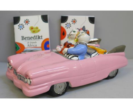 A Villeroy &amp; Boch Benedikt and Friends Oldtimer Pink automobile, 24cm, with box and papers 