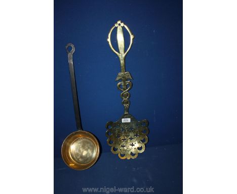 A Brass Ladle and a Brass cream Skimmer (reg mark 1911)