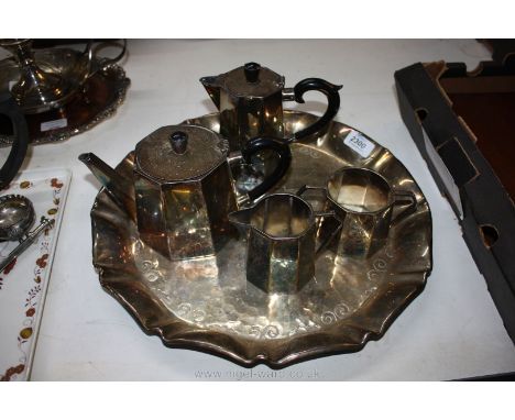 A silver plated Tea Service and tray