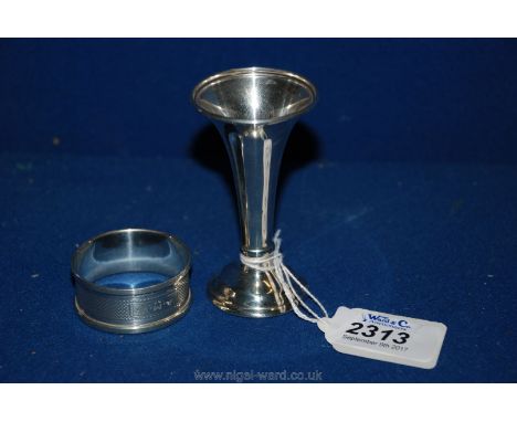 A Silver bud Vase and Napkin Ring 