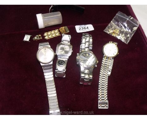 A gent's Pulsar wristwatch, Patik wristwatch with compass, etc