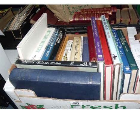 A box of books including Royal Worcester porcelain, British Pottery, etc 