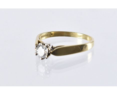 An 18ct gold and diamond solitaire ring, having an 0.4ct brilliant cut, 3.6g and size R 