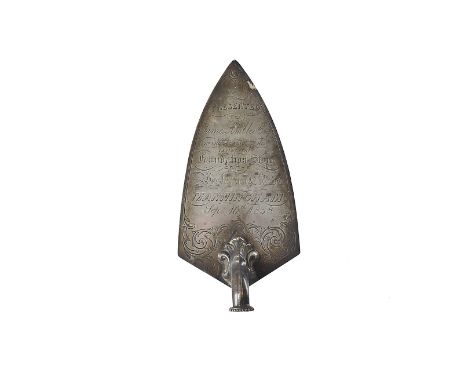 A Victorian silver presentation trowel by Henry Wilkinson & Co, lacks handle, engraved for Wesleyan Chapel Manningham 1858 4.