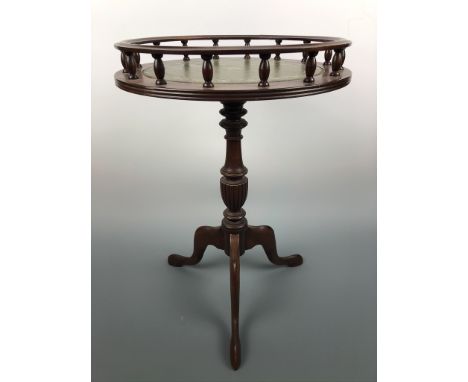 A reproduction Georgian gallery-topped tripod wine table