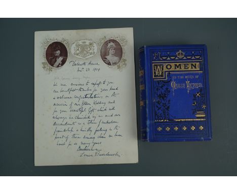 A letter of thanks from Lady Buccleuch together with "Women In The Reign of Queen Victoria" by Madam R A Chaplin