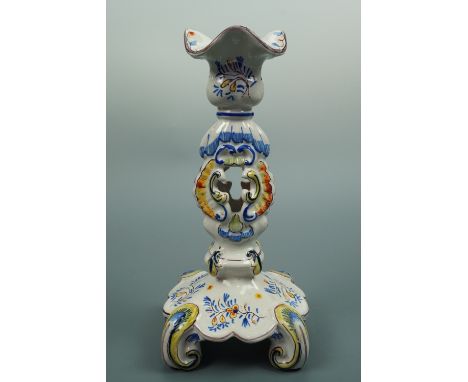 A maiolica candlestick, early 20th Century, 25 cm