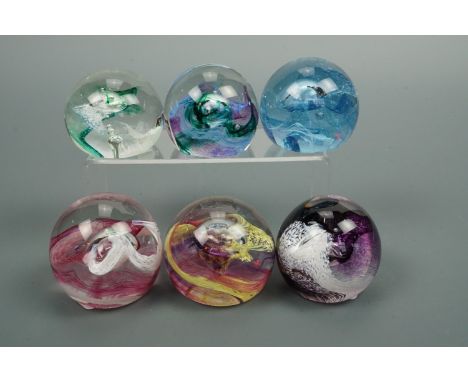 Six Caithness paperweights including Moon City