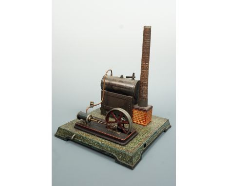 A Bing horizontal live steam engine, 24 cm x 24 cm