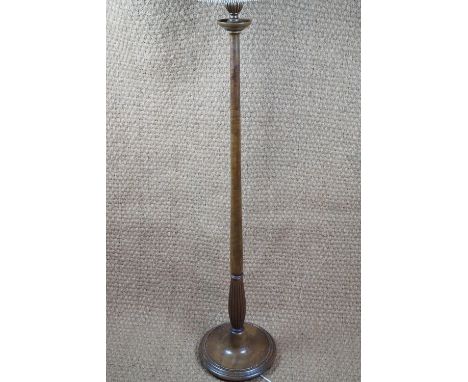 A George VI mahogany standard lamp and shade