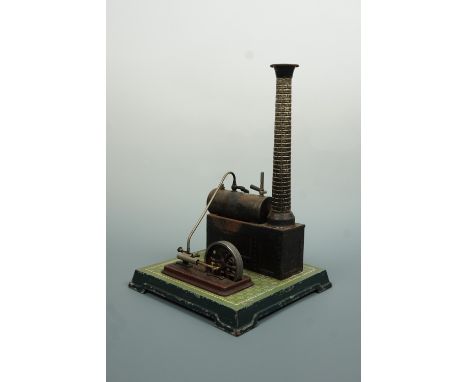 A Bing horizontal live steam engine, 22 cm x 22 cm