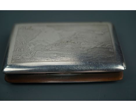 An early 20th Century Austrian snuff box, its lid decorated in depiction of a shipwreck, bearing a 13 loth silver mark for 18