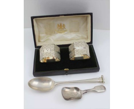 HOLLAND, ALDWINKLE &amp; SLATER AN EDWARDIAN SILVER SEAL TOP SPOON, London 1908, a Victorian fiddle pattern silver caddy spoo