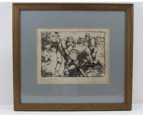 AFTER HARRY BECKER "Dipping Sheep", a black &amp; white lithograph print, 16cm x 22cm, signed in pencil, with "Gillian Jason 