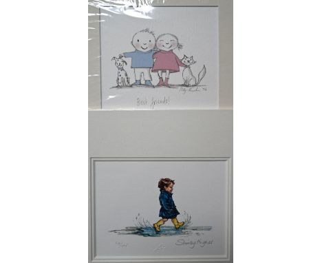 Shirley Hughes (b 1927) - 'Splish, Splash, SPLOSH!', limited edition giclée print numbered 114/195, pencil signed, 14 x 19 cm