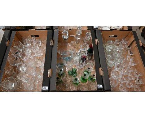 A glass Nelson bicentennial ship's decanter with silver collar to/w various other glassware (2 boxes)